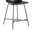 Modern Upholstered Counter Stool with Metal X Base, Set of 2, Black