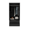 Austin 2 Drawers Armoire, Double Door, Hanging Rod -Black