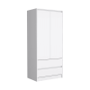 Austin 2 Drawers Armoire, Double Door, Hanging Rod -White