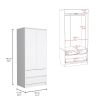 Austin 2 Drawers Armoire, Double Door, Hanging Rod -White