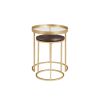 Contemporary Gold-Metal Nesting Side Tables – Dark Walnut / Pale Gold
