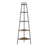 Modern Industrial Metal and Wood Corner Bookshelf – Rustic Oak