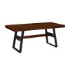 Modern Industrial Metal and Wood Large Dining Table – Dark Walnut
