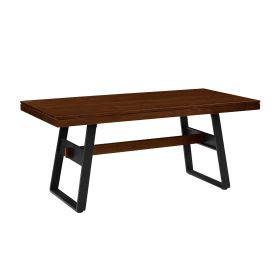 Modern Industrial Metal and Wood Large Dining Table – Dark Walnut
