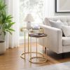 Contemporary Gold-Metal Nesting Side Tables – Dark Walnut / Pale Gold