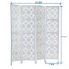Quarterfoil infused Diamond Design 4-Panel Room Divider, White