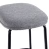 Modern Simple Counter Stool with Upholstered Seat, Set of 2, Charcoal