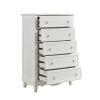 Classic Traditional White Finish 5 Drawers Storage Chest 1pc Decorative Accents Wooden Bedroom Furniture Turned Feet