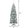 6 Feet Unlit Hinged Snow Flocked Artificial Pencil Christmas Tree with 500 Branch Tip