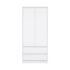 Austin 2 Drawers Armoire, Double Door, Hanging Rod -White