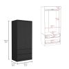 Austin 2 Drawers Armoire, Double Door, Hanging Rod -Black