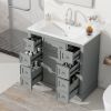 36" Bathroom Vanity with Sink Combo, One Cabinet and Six Drawers, Solid Wood and MDF Board, Grey