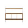 Modern Industrial Metal and Wood 3-Cubby Storage Console – English Oak