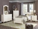 Classic White Finish 1pc Twin Size Poster Bed Wooden Traditional Bedroom Furniture Unique Style Headboard Footboard