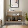 Modern Industrial Metal and Wood 3-Cubby Storage Console – English Oak