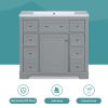 36" Bathroom Vanity with Sink Combo, One Cabinet and Six Drawers, Solid Wood and MDF Board, Grey