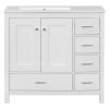 36" White Bathroom Vanity with Ceramic Sink Combo, Abundant Storage Cabinet -2 Soft-close doors and 5 drawers