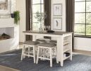 Modern Antique White and Rosy Brown 1pc Counter Height Table with Built-in Shelves Wooden Multifunctional Kitchen Dining Room Furniture