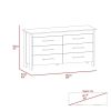 Hms 6 Drawer Double Dresser, Four Legs, Superior Top -Light Oak / White