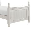 Classic White Finish 1pc Twin Size Poster Bed Wooden Traditional Bedroom Furniture Unique Style Headboard Footboard