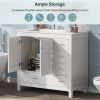 36" White Bathroom Vanity with Ceramic Sink Combo, Abundant Storage Cabinet -2 Soft-close doors and 5 drawers