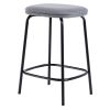 Modern Simple Counter Stool with Upholstered Seat, Set of 2, Charcoal
