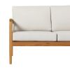 Contemporary Cushioned Eucalyptus Wood Patio Loveseat – Natural