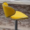 Masaccio Velvet Upholstered Adjustable Swivel Barstool, Set of 2, Yellow