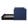Blue Fabric Upholstered 1pc Day Bed with Pull-out Trundle Nailhead Trim Wood Frame Furniture
