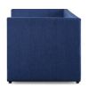 Blue Fabric Upholstered 1pc Day Bed with Pull-out Trundle Nailhead Trim Wood Frame Furniture