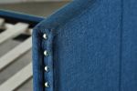 Blue Fabric Upholstered 1pc Day Bed with Pull-out Trundle Nailhead Trim Wood Frame Furniture